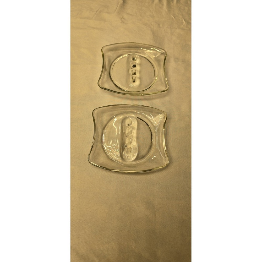 Vintage 60's Clear Glass Ashtray 5 x 5 w/3 Cigarette Rests Set Of 2
